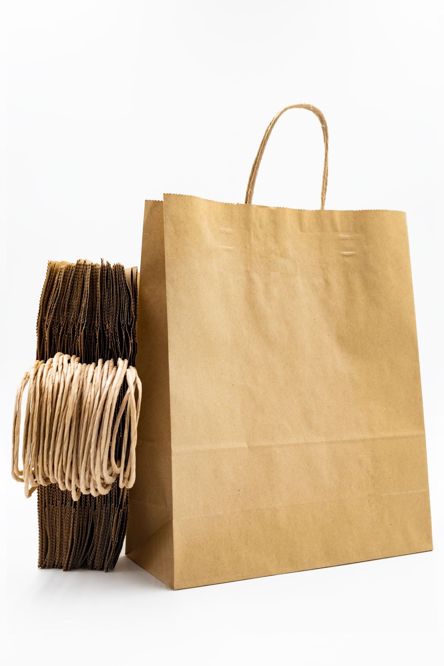 Pack de 25 Bolsas de Papel Kraft con Asas Trenzadas