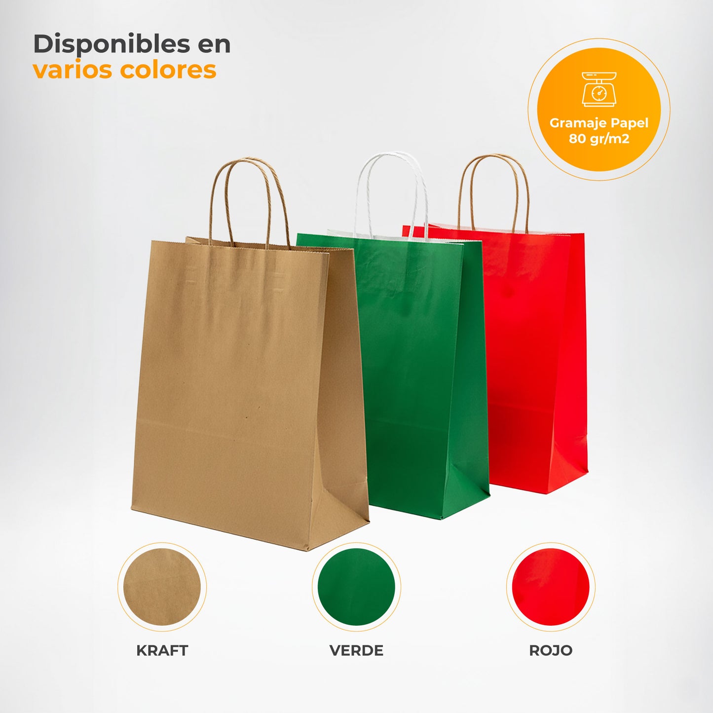 Pack of 25 Kraft Paper Bags with Braided Handles