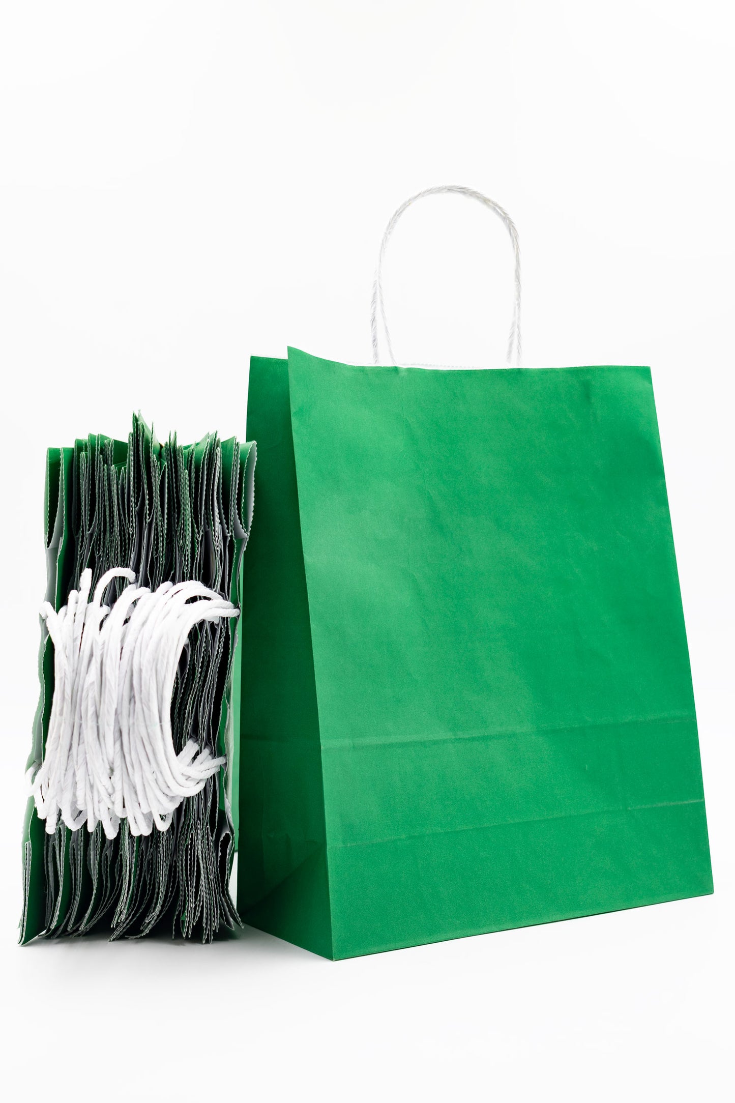 Pack de 25 Bolsas de Papel Kraft con Asas Trenzadas – Verde