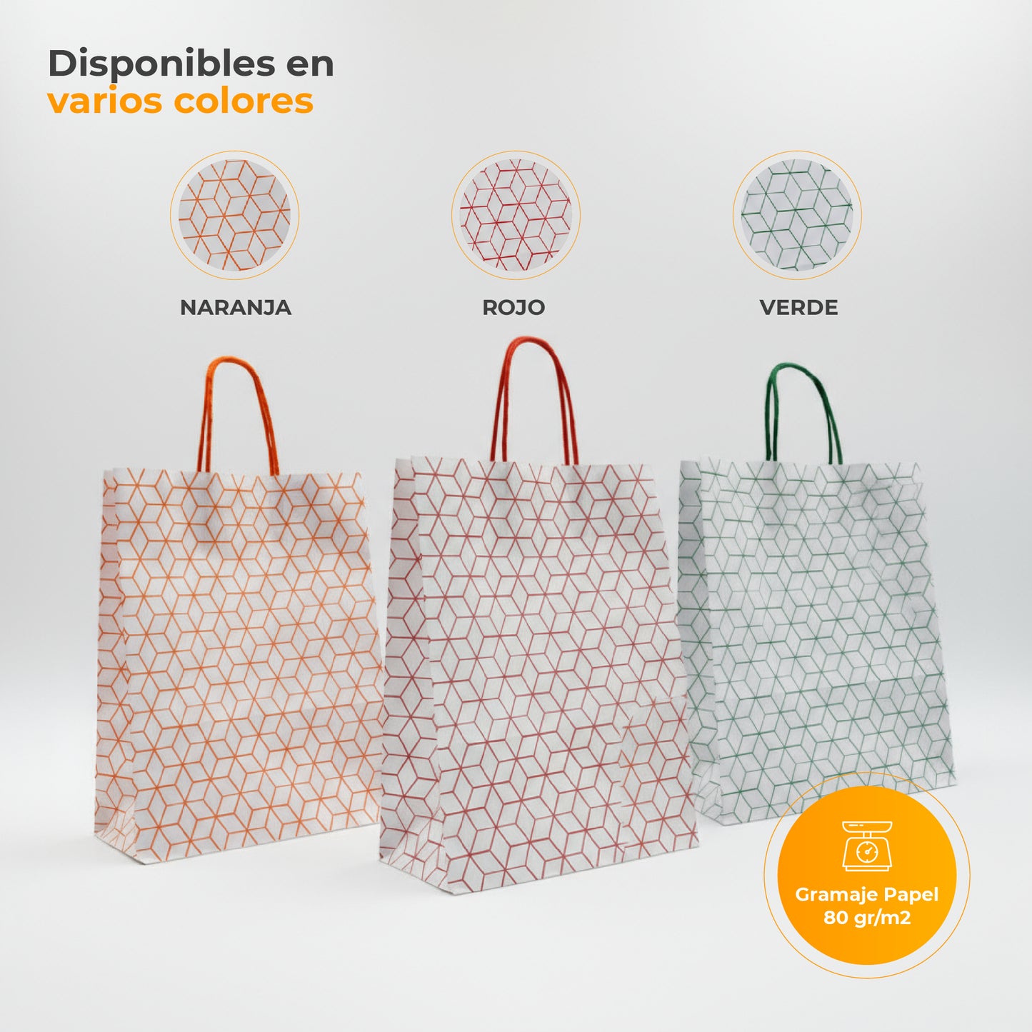 Pack of 25 Recycled Kraft Paper Bags with Braided Handles and Geometric Print in Red