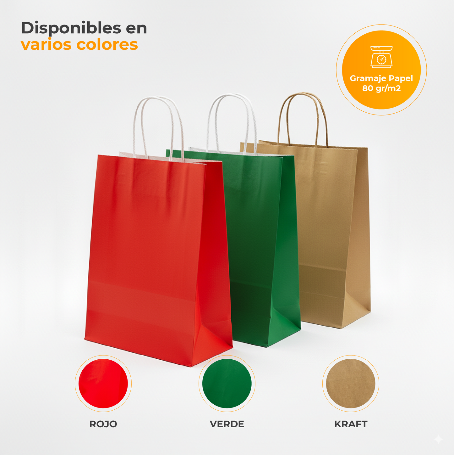 Pack of 25 Kraft Paper Bags 80gr/m2 with Braided Handles – Red