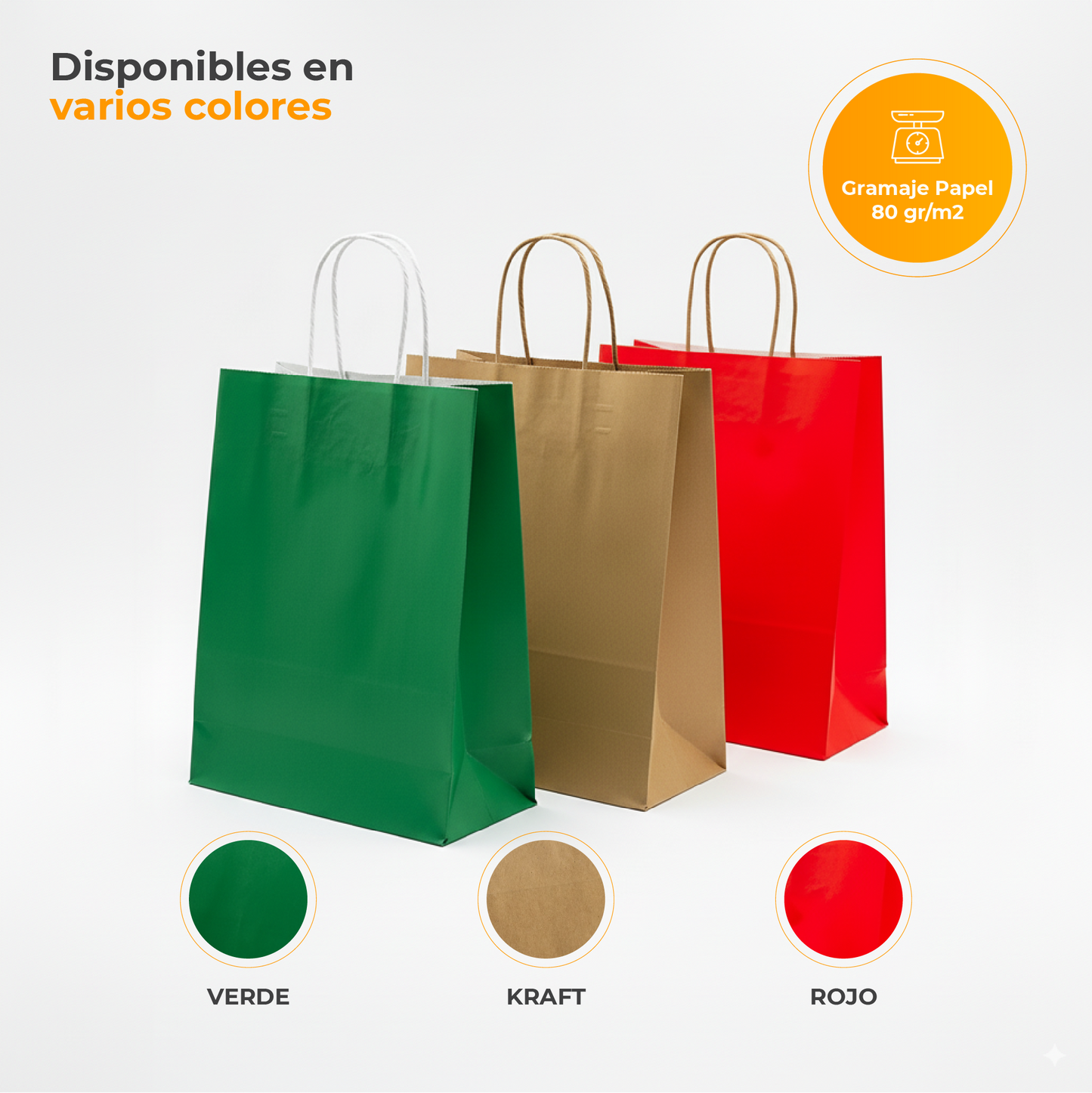 Pack of 25 Kraft Paper Bags with Braided Handles – Green