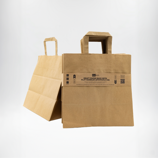 Pack of 25 Kraft Paper Bags 110gr/m2 with Flat Handles