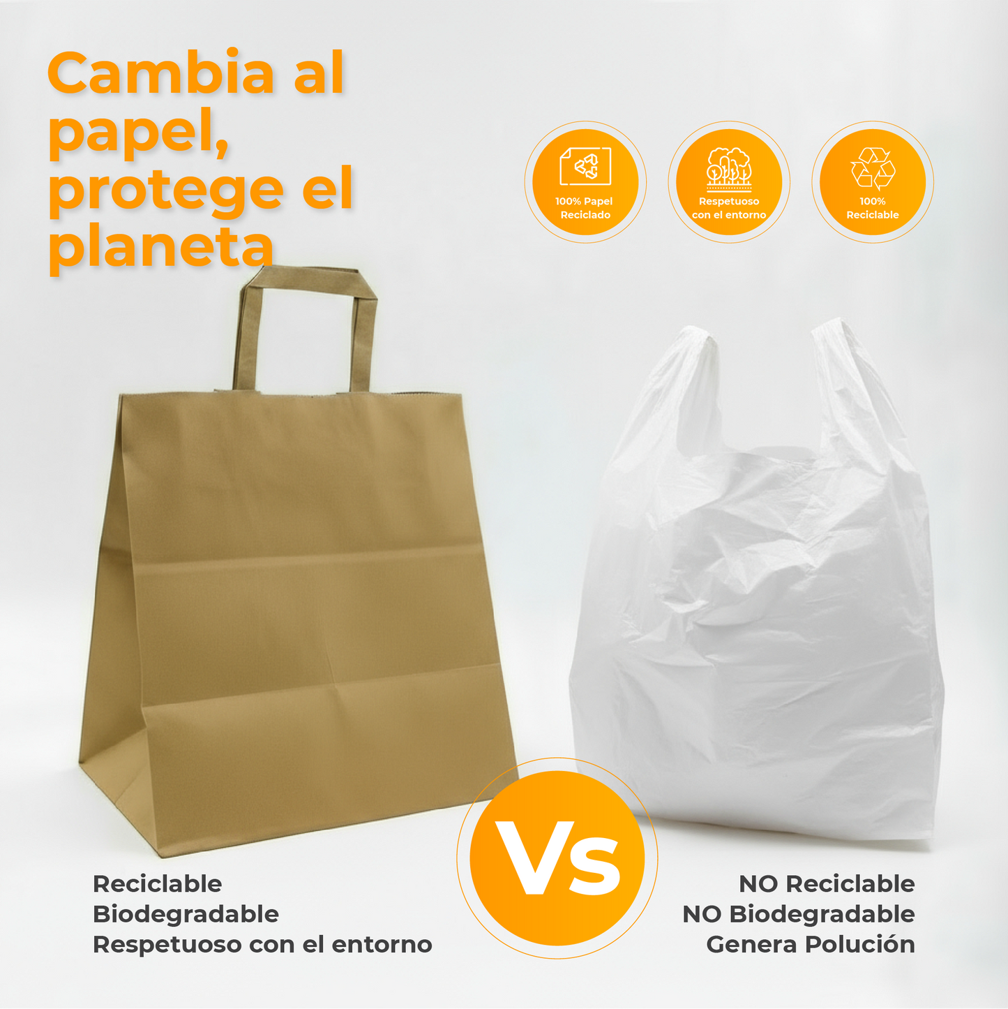 Pack of 25 Kraft Paper Bags 110gr/m2 with Flat Handles