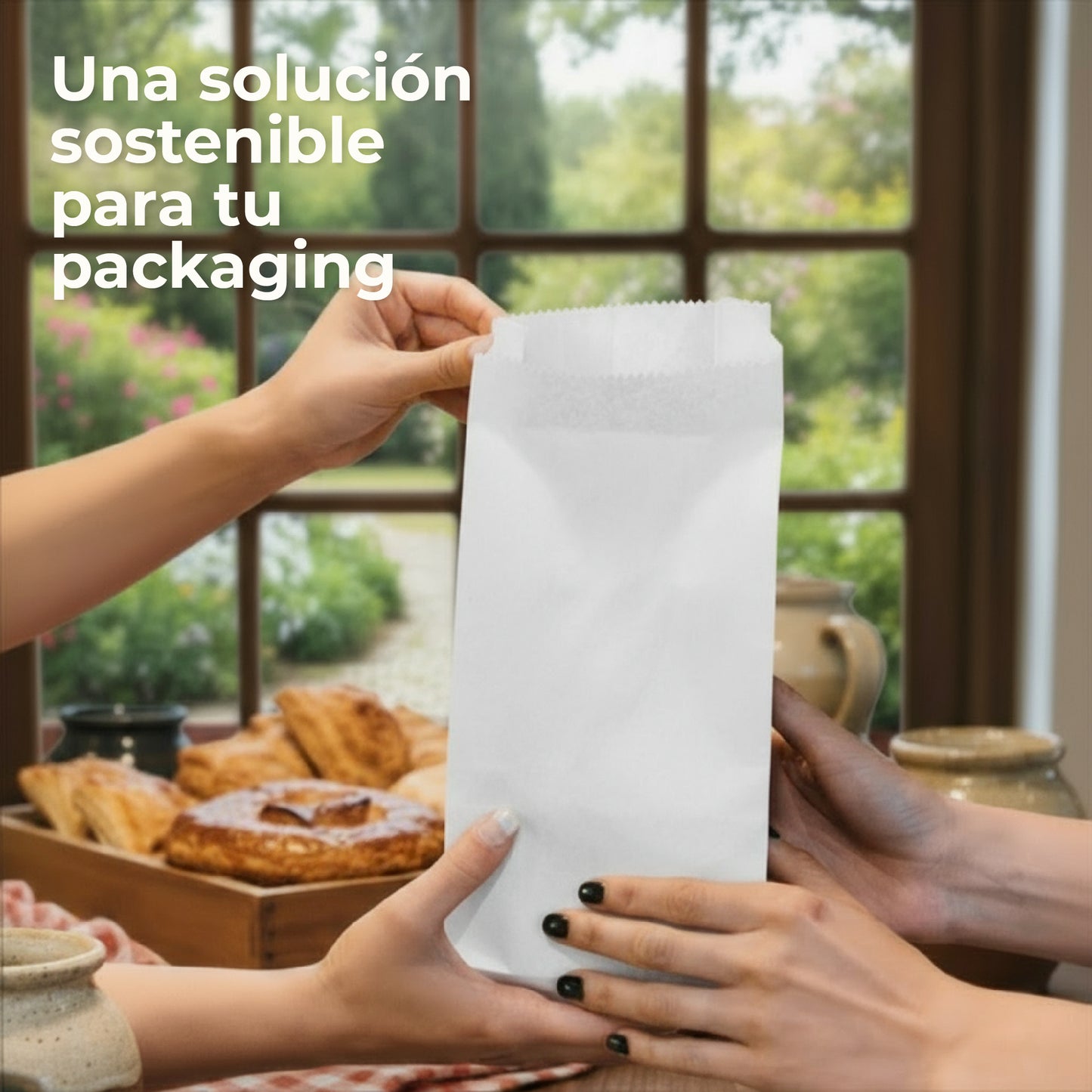 Pack of 200 White Kraft Paper Bags 35 gr/m2 with V-shaped bottom – 14x9x18 cm