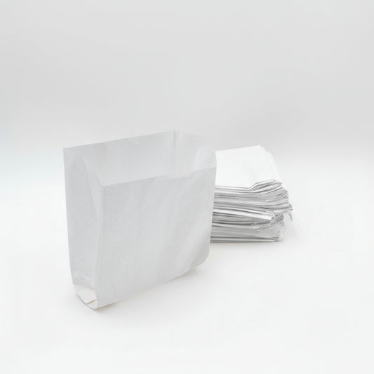 Pack of 200 White Kraft Paper Bags 35 gr/m2 with V-shaped bottom – 14x9x18 cm
