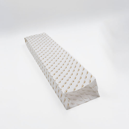 Pack of 200 White Kraft Paper Bags 35gr/m2 with V-shaped bottom – 10x5x45 cm with Bread Print