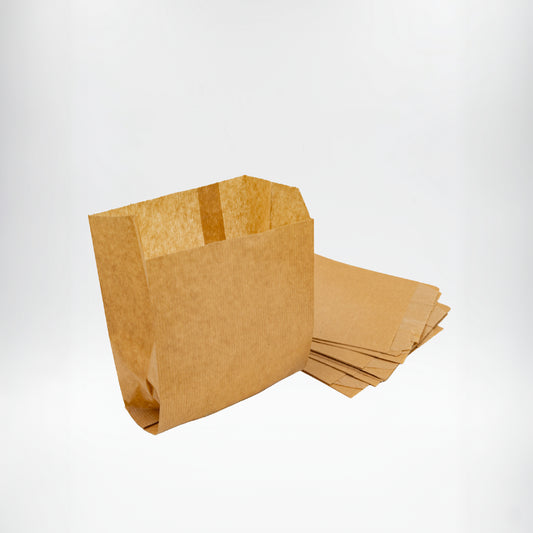 Pack of 200 Brown Kraft Paper Bags 35 gr/m2 with V-shaped bottom – 14x9x18 cm
